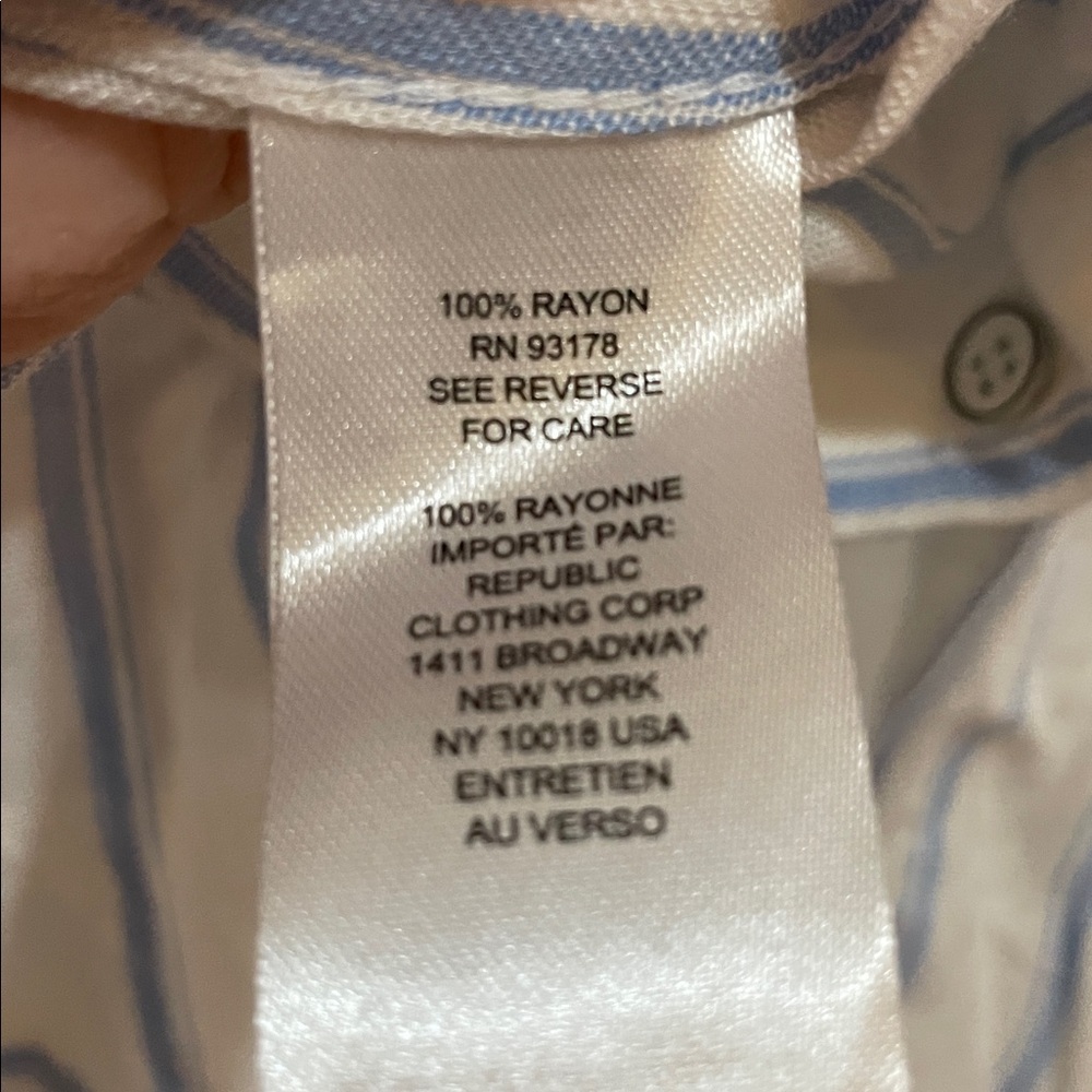 Workshop Republic Clothing XL Blue/White Striped Button Down sleeveless Shirt - Picture 4 of 5